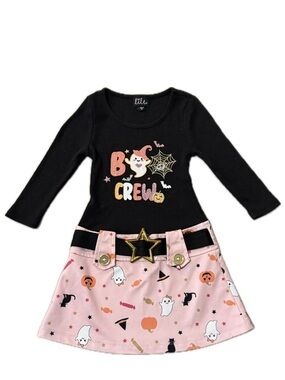 lilt Girls' Black & Pink 'Boo Crew' Halloween Dress